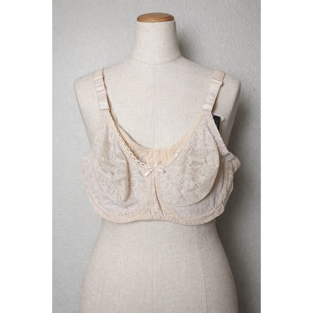 Bali Lace N Smooth 360 Stretch Lace Bra Lightly Lined 36D Beige DF3432 NWT t10